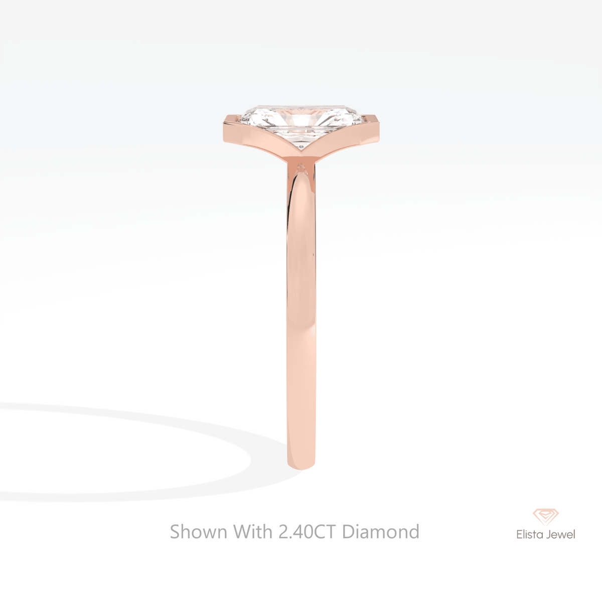 Radiant Cut Semi Bezel Solitaire Lab Grown Diamond Ring - Additional View
