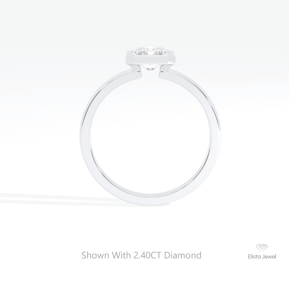 Radiant Cut Semi Bezel Solitaire Lab Grown Diamond Ring in 10K Rose Gold - Angled View