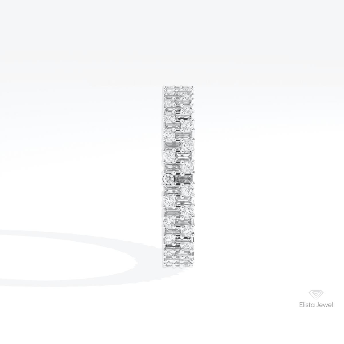 Round & Baguette Cut Full Eternity Lab Grown Diamond Band in 18K Yellow Gold - Perspective View