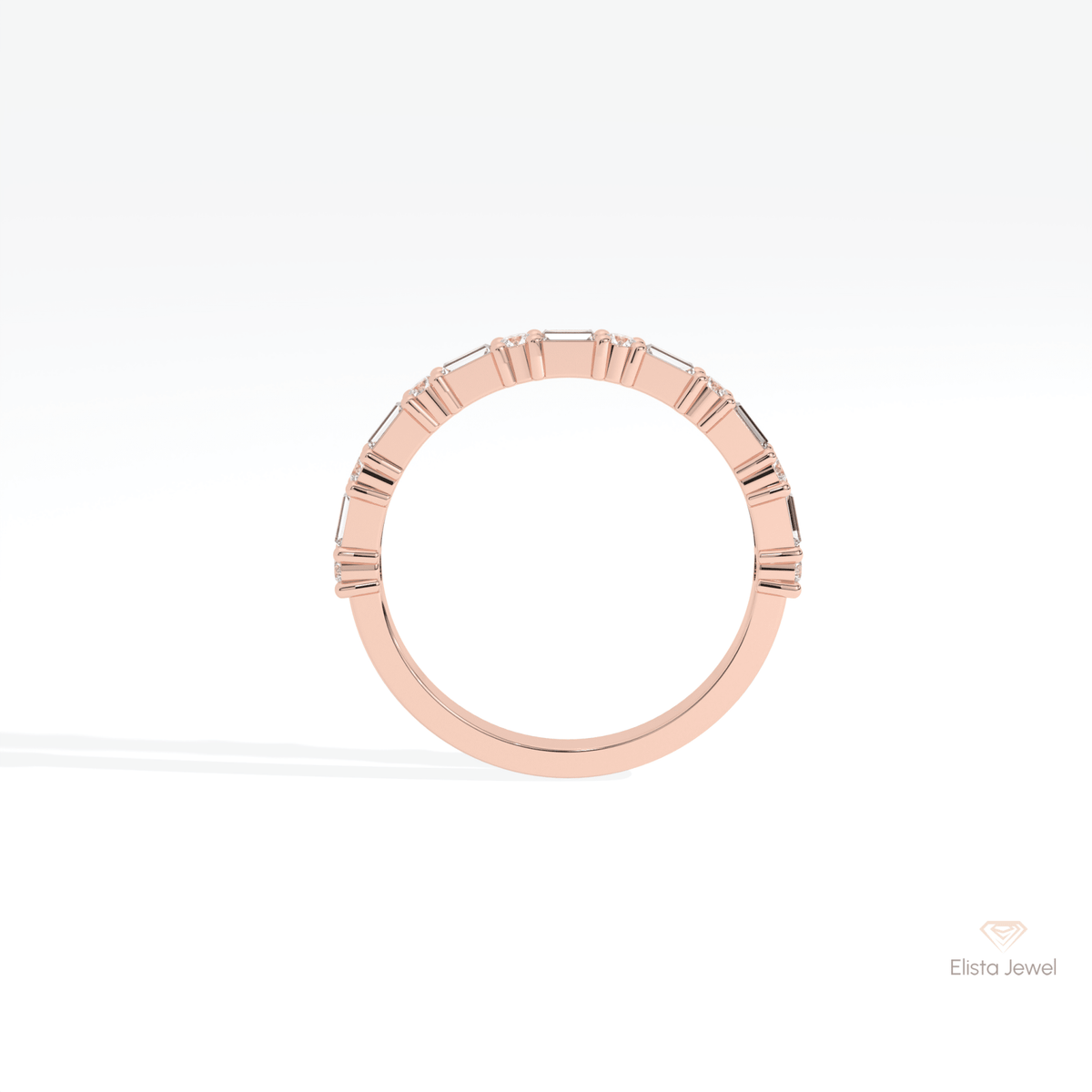 Round & Baguette Cut Half Eternity Lab Grown Diamond Band - Alternative View