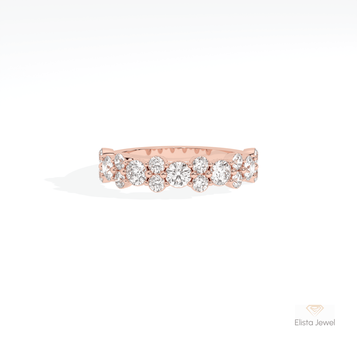 Round Cut Accent Cluster Lab Grown Diamond Ring in Platinum - Ring on Hand View