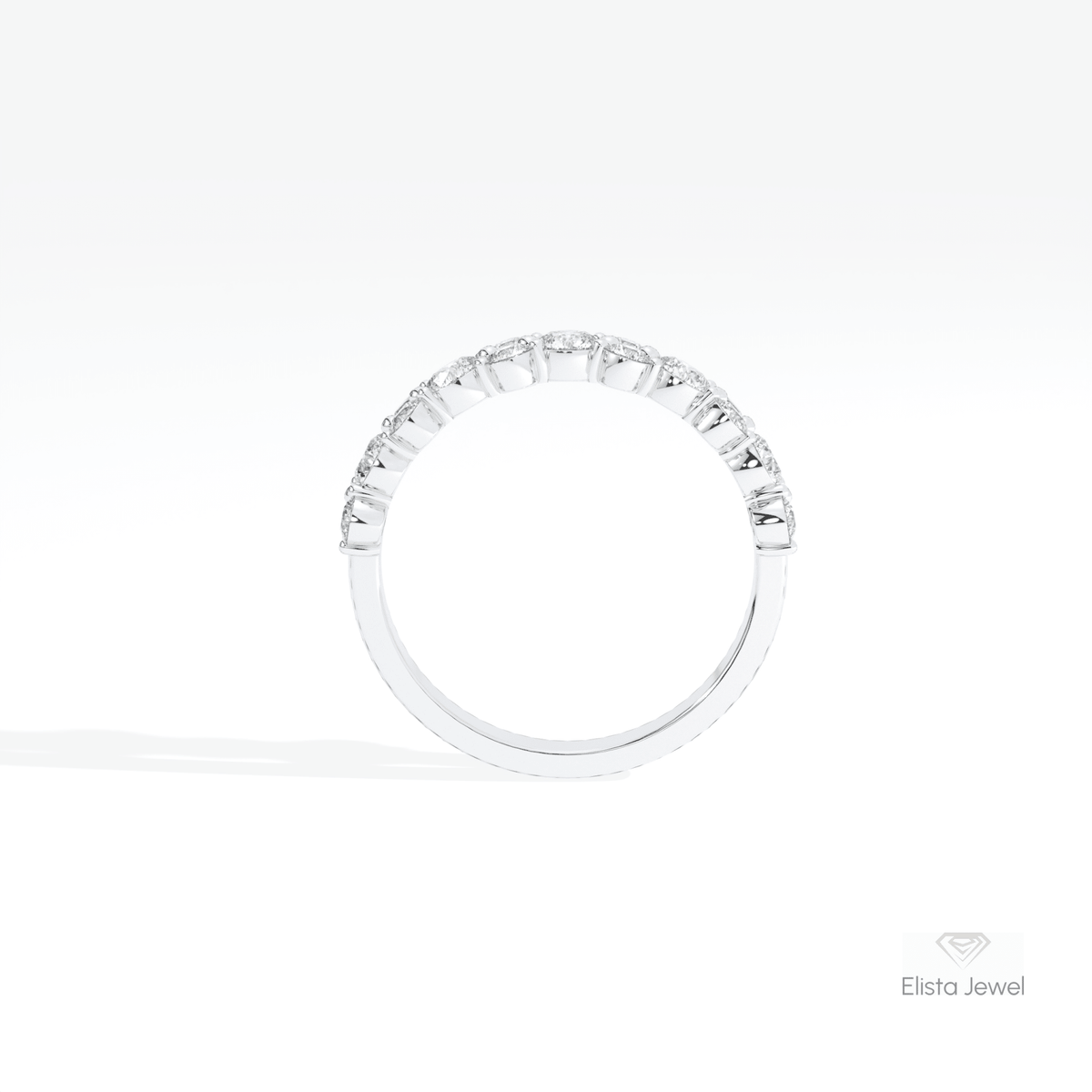 Round Cut Accent Cluster Lab Grown Diamond Ring in 10K Yellow Gold - Angled View