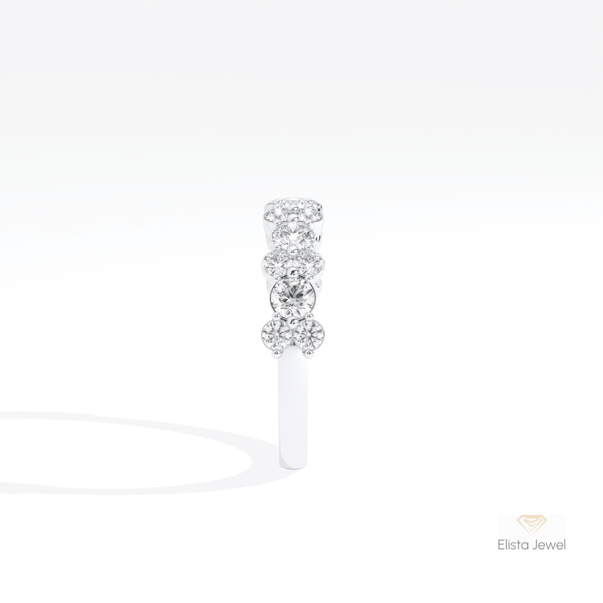 Round Cut Accent Cluster Lab Grown Diamond Ring in 10K Rose Gold - Top View