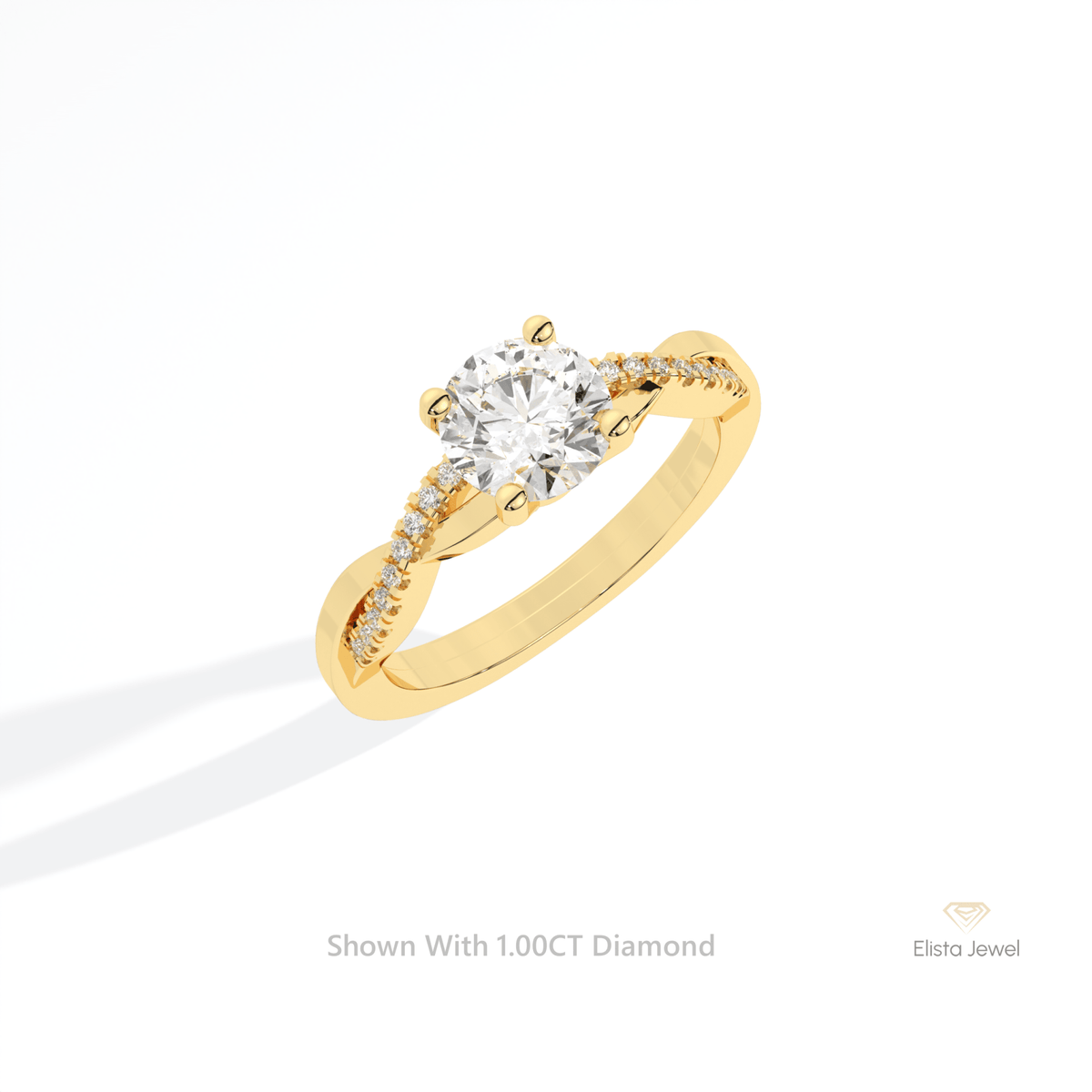 Round Cut Accent Crossover Lab Grown Diamond Ring in Platinum - Lifestyle View