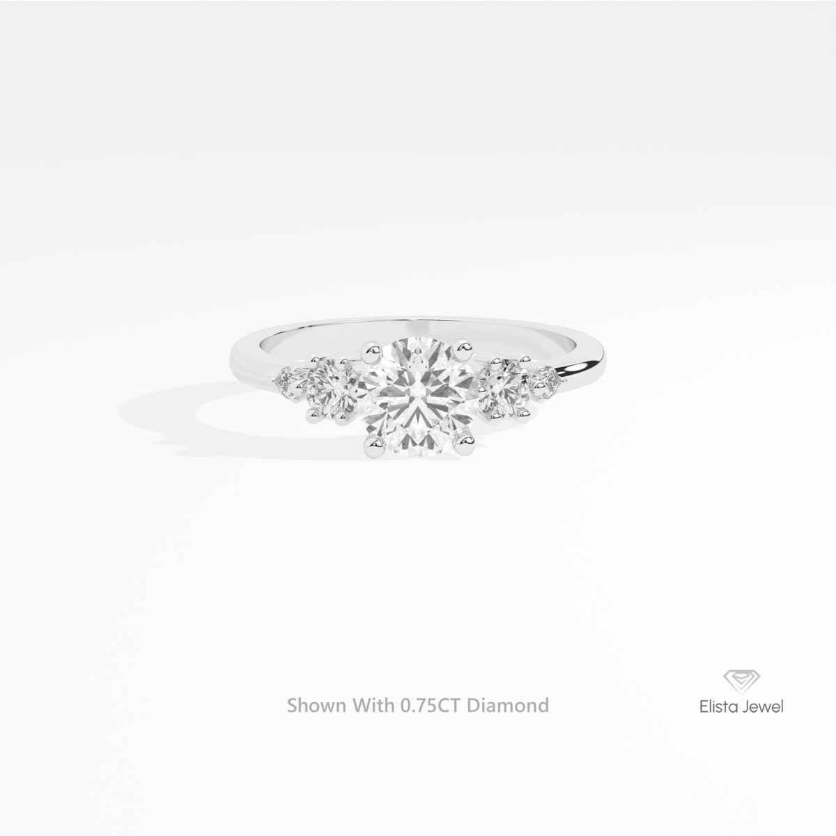 Round Cut Accent Engagement Lab Grown Diamond Ring in 14K Yellow Gold - Detail View