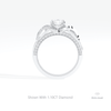 Round Cut Accent Engagement Lab Grown Diamond Ring in 18K White Gold - Close-up View
