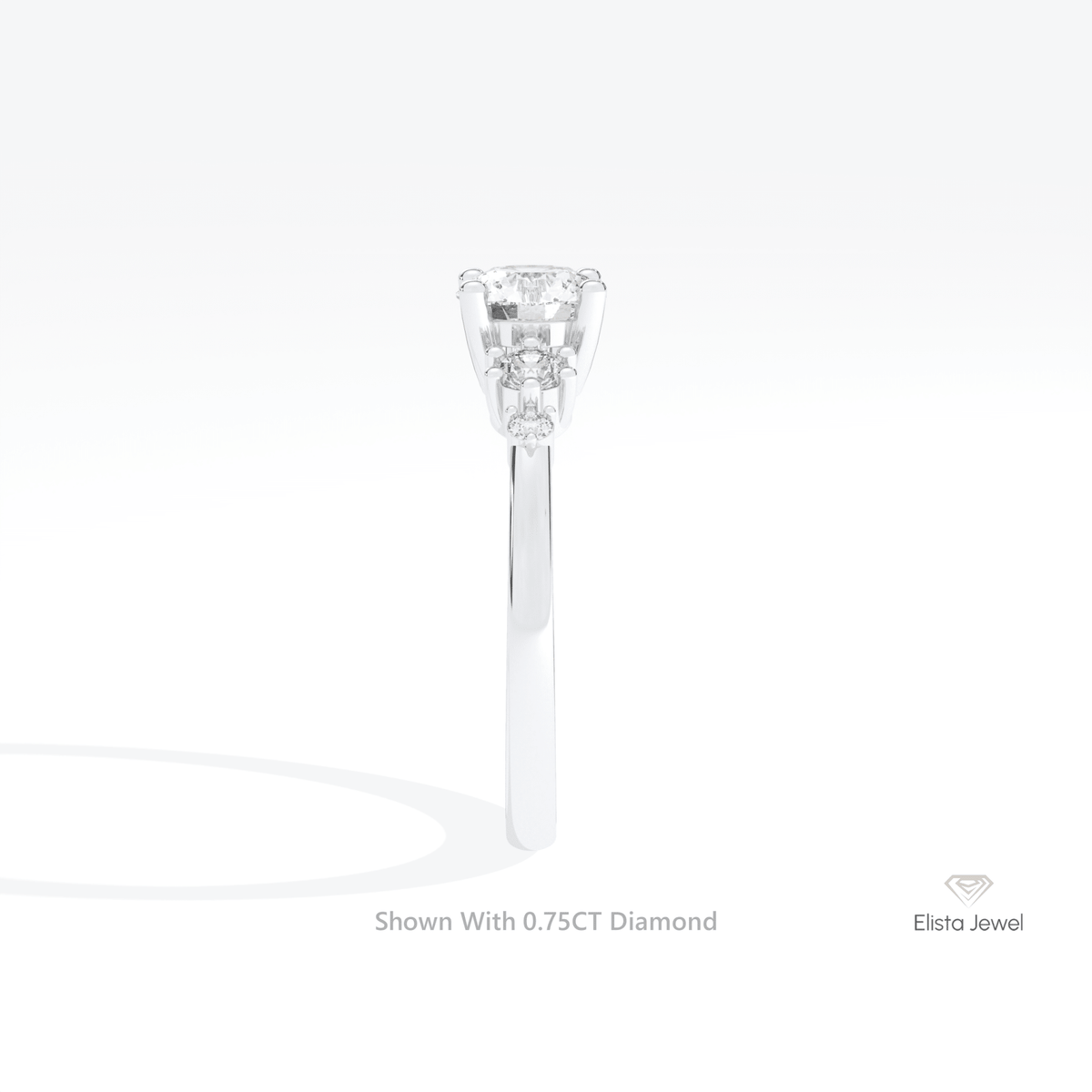 Round Cut Accent Engagement Lab Grown Diamond Ring in 18K Yellow Gold - Perspective View