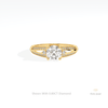 Round Cut Accent Engagement Lab Grown Diamond Ring in 18K Rose Gold - Ring on Hand View