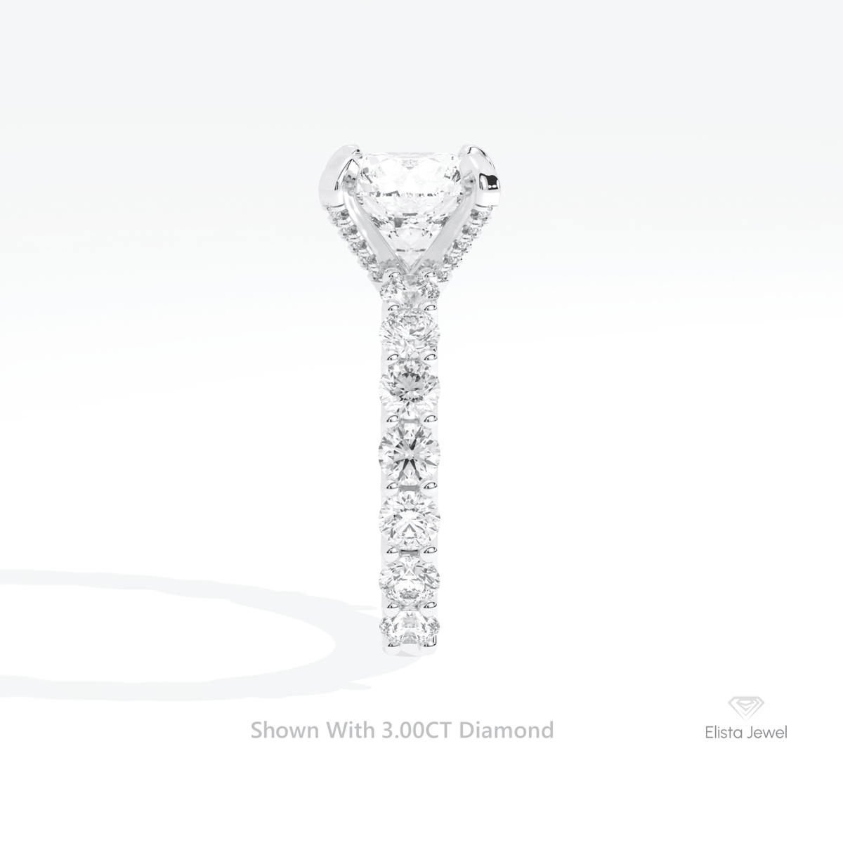 Round Cut Accent Engagement Lab Grown Diamond Ring in 18K Yellow Gold - Perspective View
