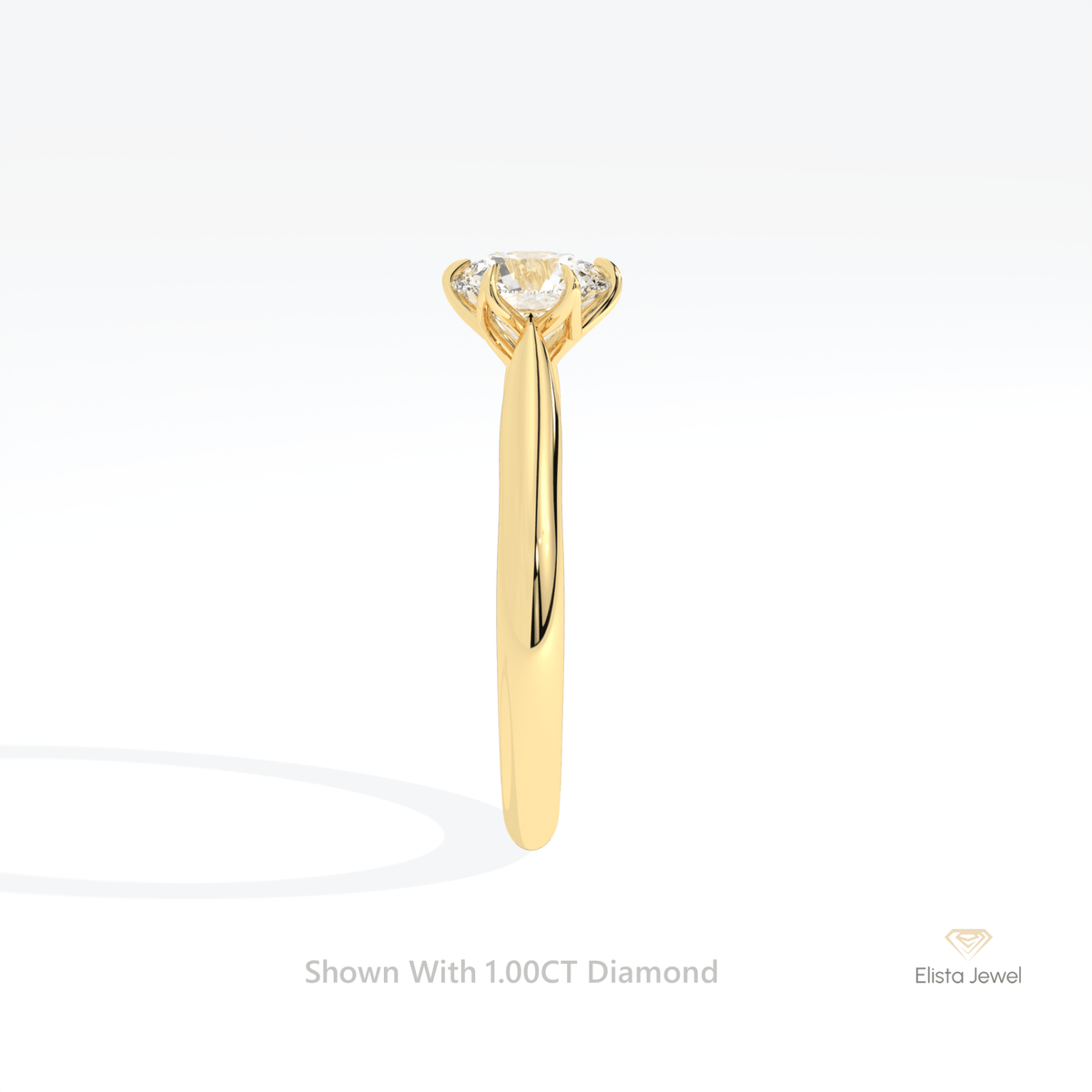 Round Cut Accent Engagement Lab Grown Diamond Ring in 14K Yellow Gold - Detail View