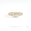 Round Cut Accent Engagement Lab Grown Diamond Ring in 18K Rose Gold - Ring on Hand View