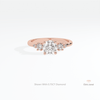 Round Cut Accent Engagement Lab Grown Diamond Ring in 18K Rose Gold - Ring on Hand View