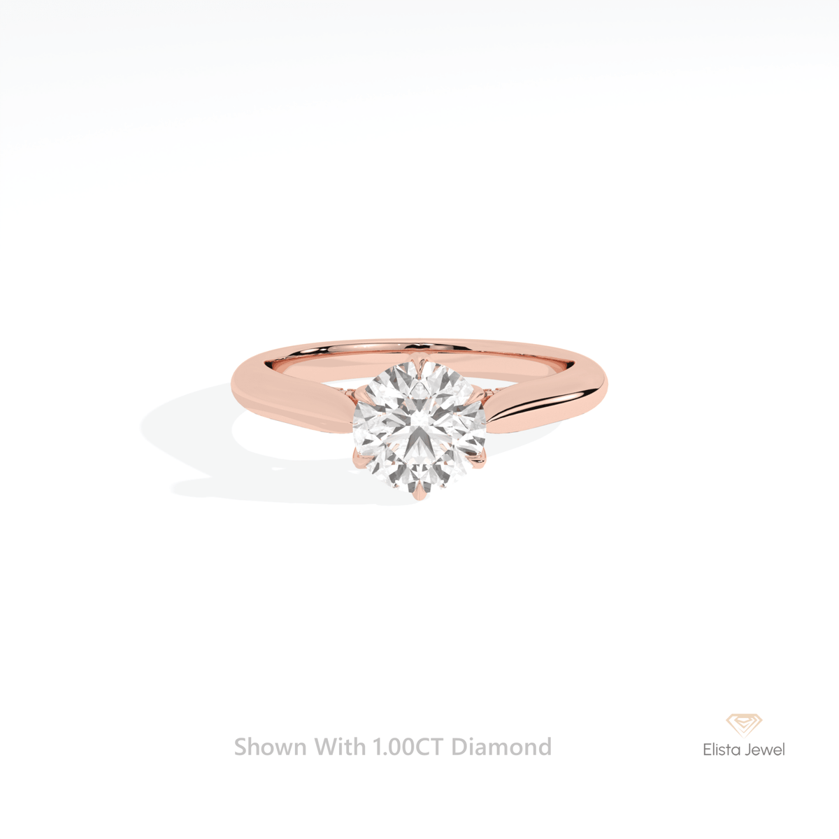Round Cut Accent Engagement Lab Grown Diamond Ring in 10K White Gold - Front View