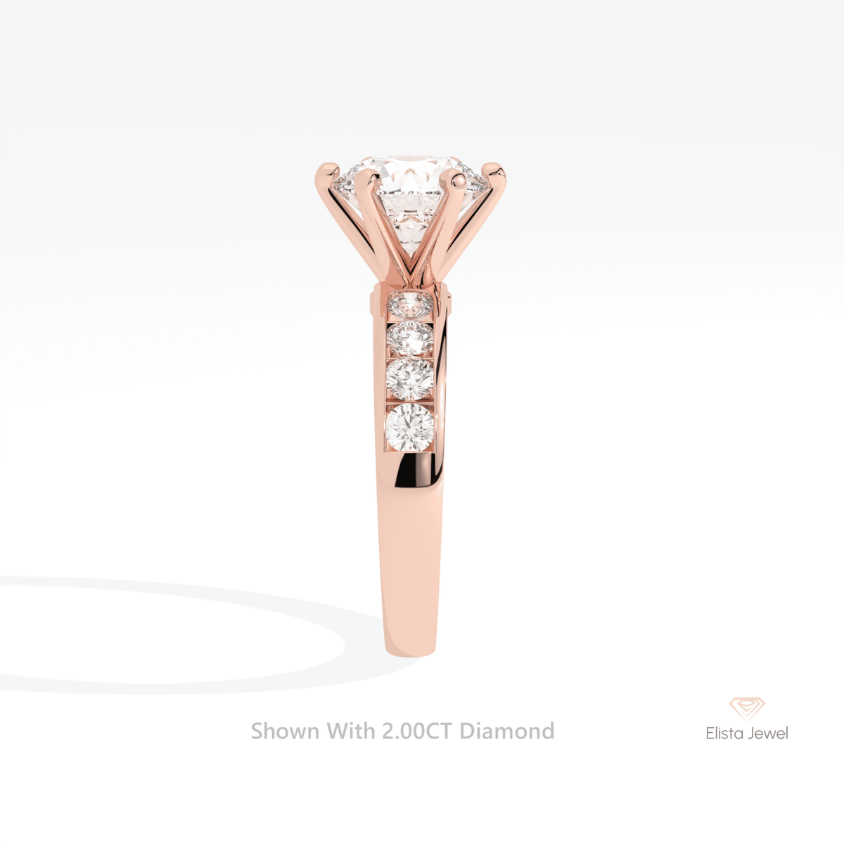 Round Cut Accent Engagement Lab Grown Diamond Ring - Additional View