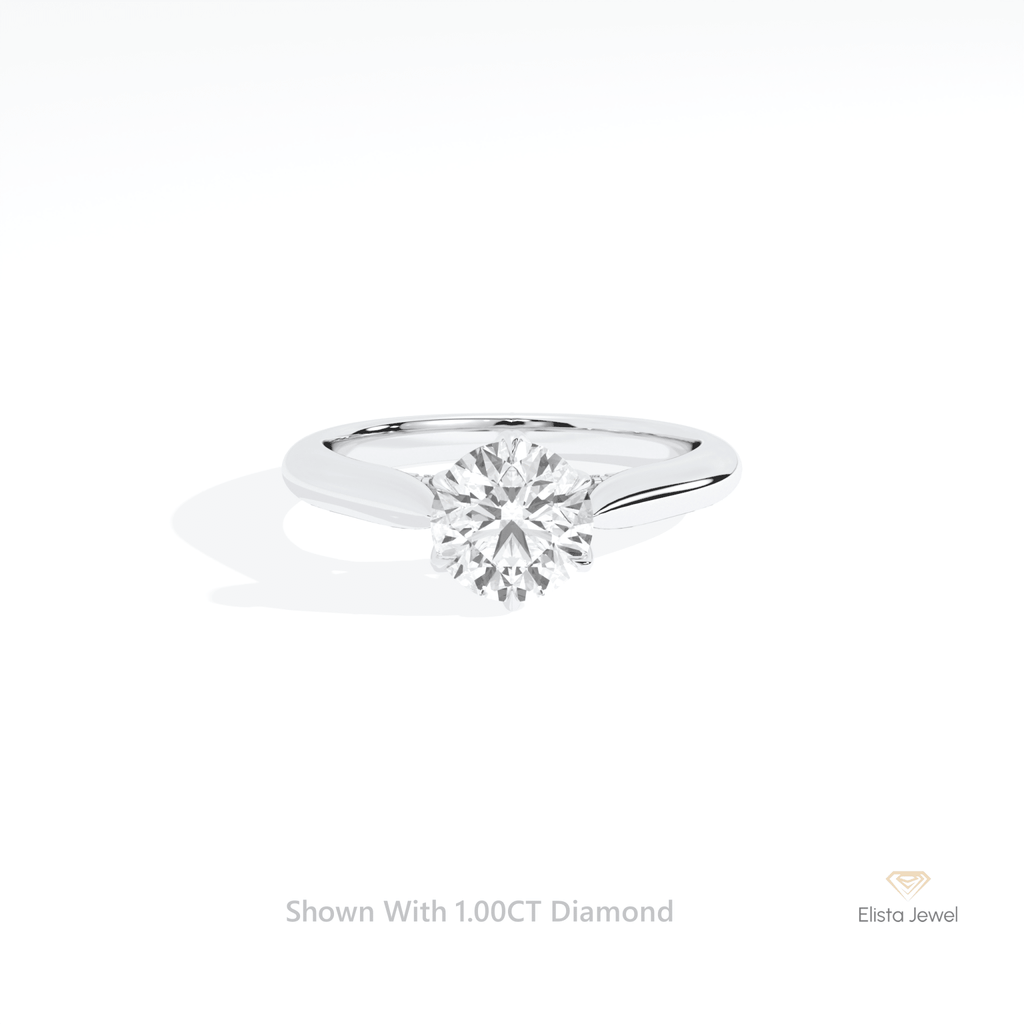 Round Cut Accent Engagement Lab Grown Diamond Ring in 14K Rose Gold - Profile View