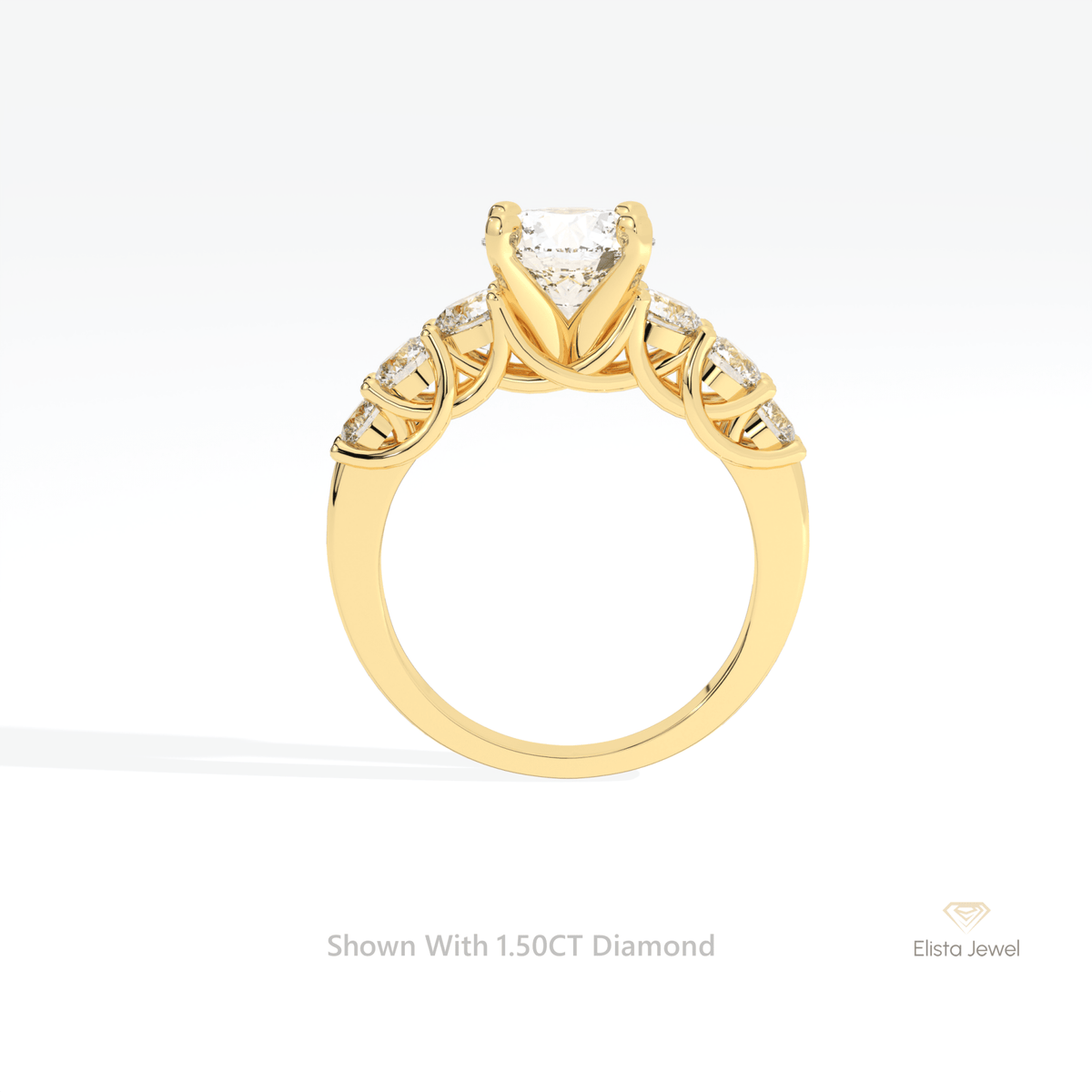Round Cut Accent Engagement Lab Grown Diamond Ring - Alternative View