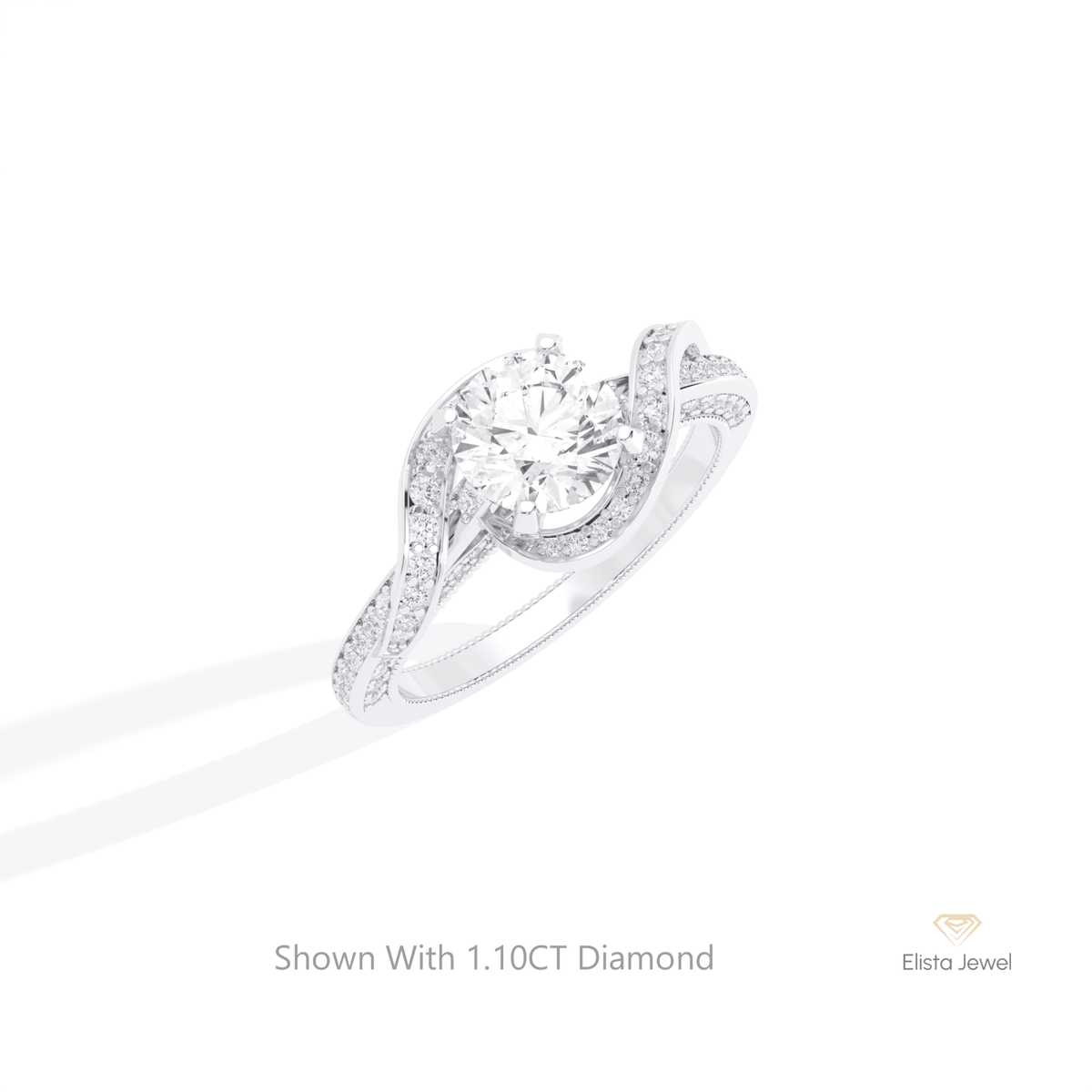 Round Cut Accent Engagement Lab Grown Diamond Ring in 14K Rose Gold - Profile View