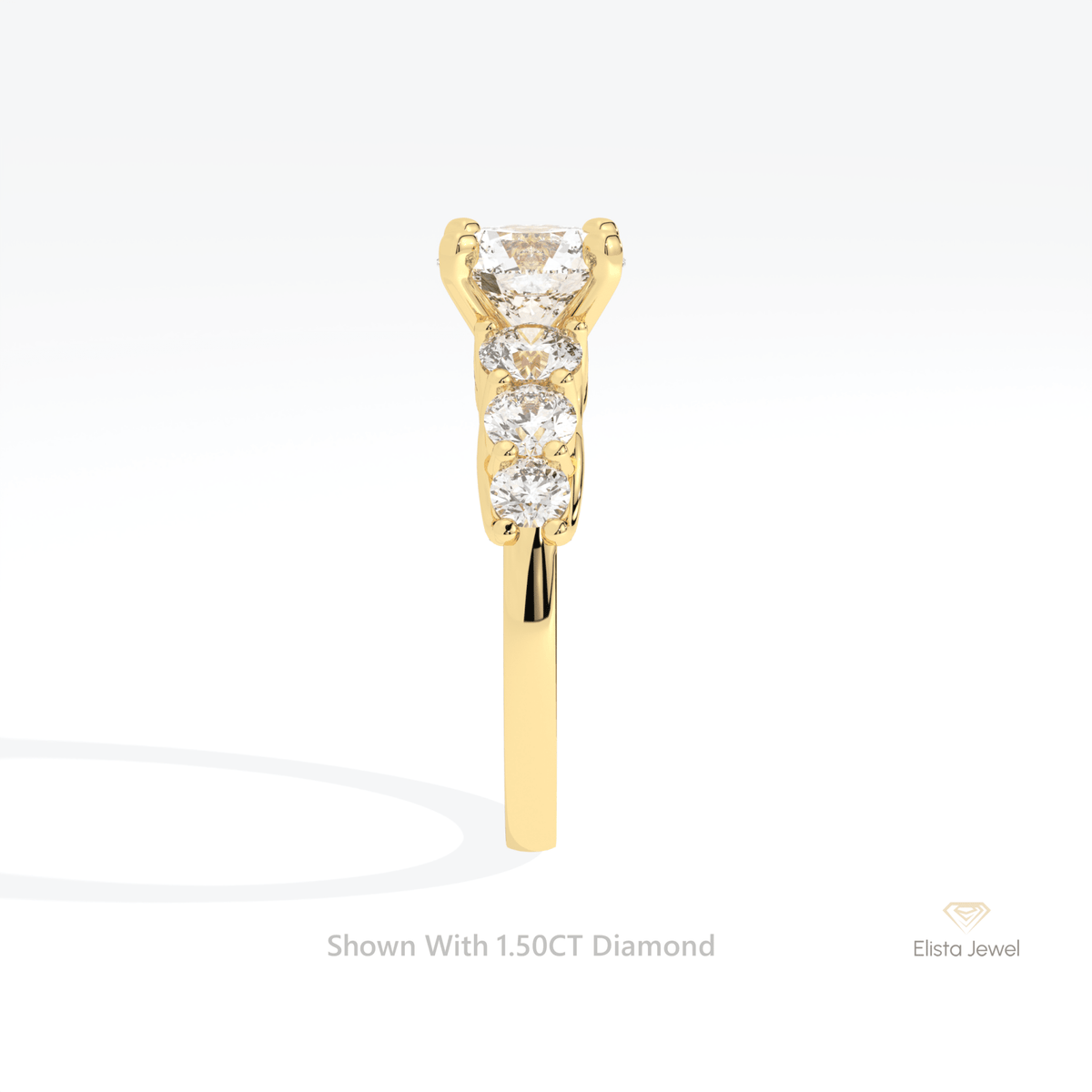 Round Cut Accent Engagement Lab Grown Diamond Ring - Additional View