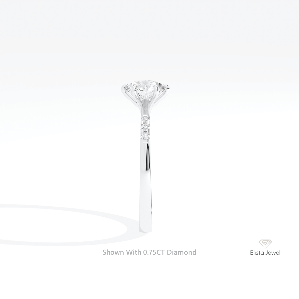 Round Cut Accent Engagement Lab Grown Diamond Ring in 18K Yellow Gold - Perspective View
