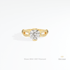 Round Cut Accent Wedding Lab Grown Diamond Ring in 18K Rose Gold - Ring on Hand View