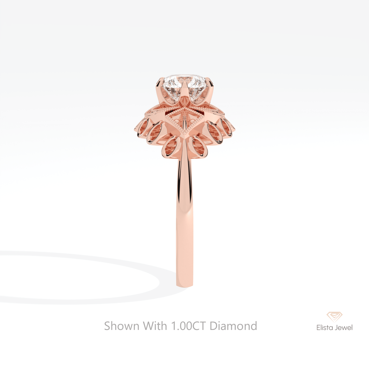 Round Cut Art Deco Engagement Lab Grown Diamond Ring - Additional View
