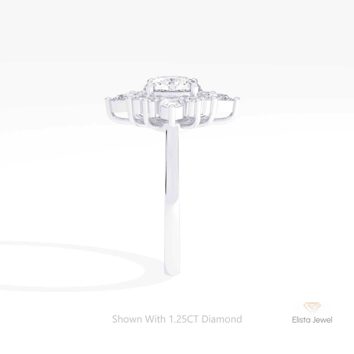 Round Cut Art Deco Engagement Lab Grown Diamond Ring in 18K Yellow Gold - Perspective View