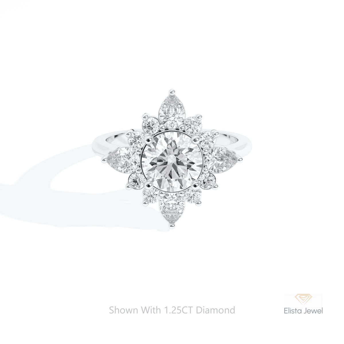Round Cut Art Deco Engagement Lab Grown Diamond Ring in 14K Yellow Gold - Detail View