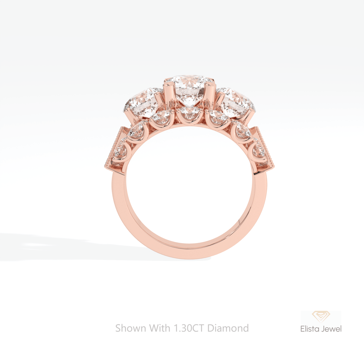 Round Cut Art Deco Wedding Lab Grown Diamond Ring - Alternative View
