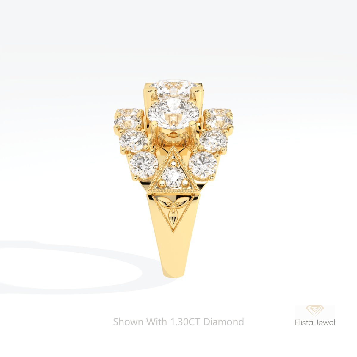 Round Cut Art Deco Wedding Lab Grown Diamond Ring in 14K White Gold - Top View
