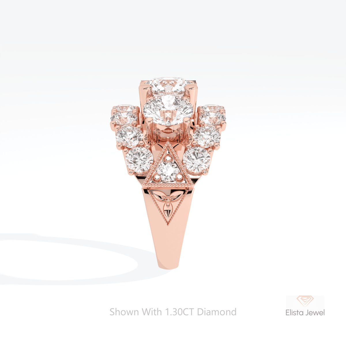 Round Cut Art Deco Wedding Lab Grown Diamond Ring - Additional View