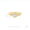 Round Cut Bezel Accent Engagement Lab Grown Diamond Ring in 18K Rose Gold - Ring on Hand View
