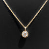 Round Cut Bezel Dainty Pendant in 14K - Detail View