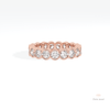 Round Cut Bezel Full Eternity Lab Grown Diamond Band in 18K Rose Gold - Ring on Hand View