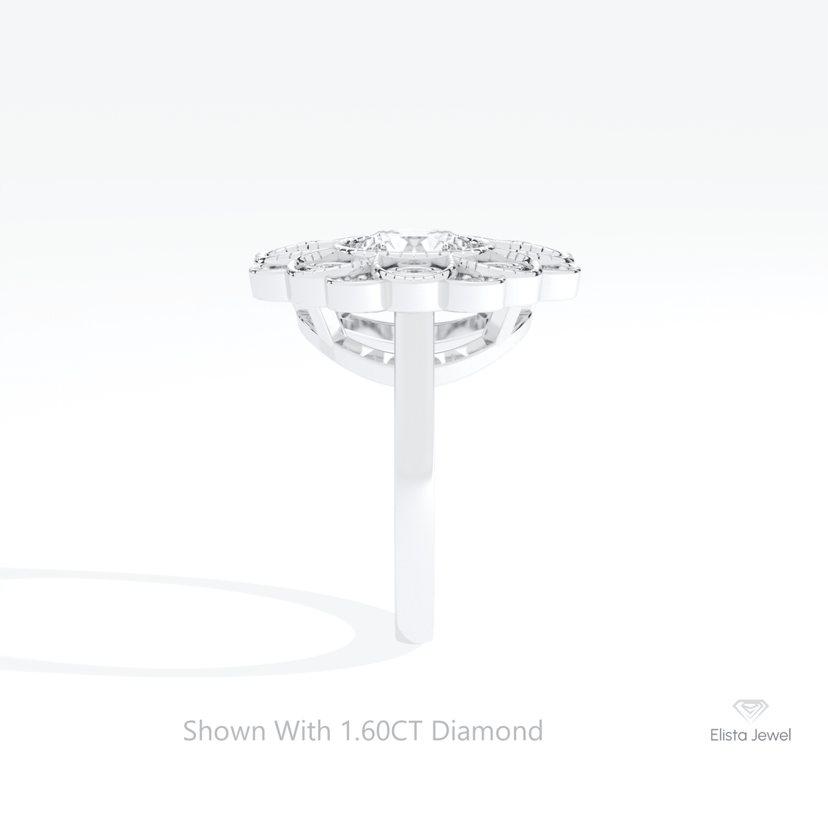 Round Cut Bezel Halo Lab Grown Diamond Ring - Additional View