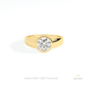 Round Cut Bezel Solitaire Engagement Lab Grown Diamond Ring in 18K Rose Gold - Ring on Hand View