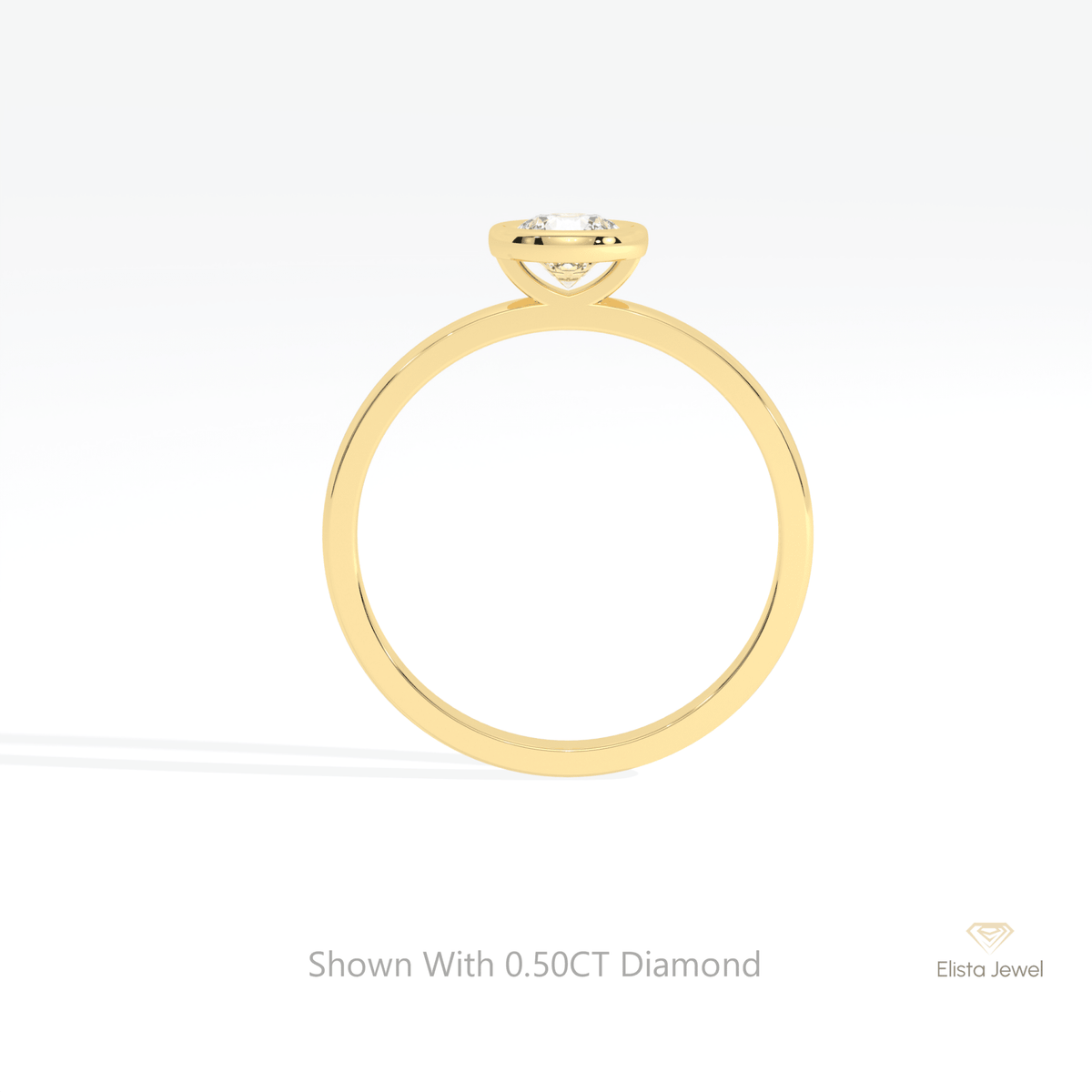 Round Cut Bezel Solitaire Lab Grown Diamond Ring - Alternative View