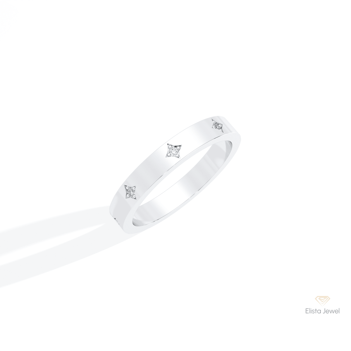 Round Cut Celestial Wedding Lab Grown Diamond Band in 14K Rose Gold - Profile View