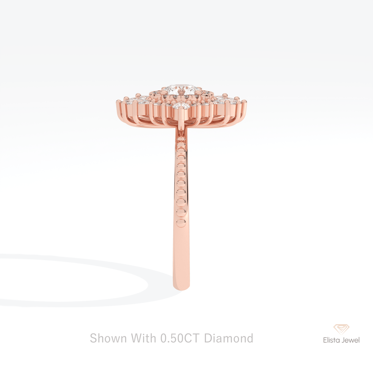 Round Cut Cluster Starburst Lab Grown Diamond Ring - Additional View
