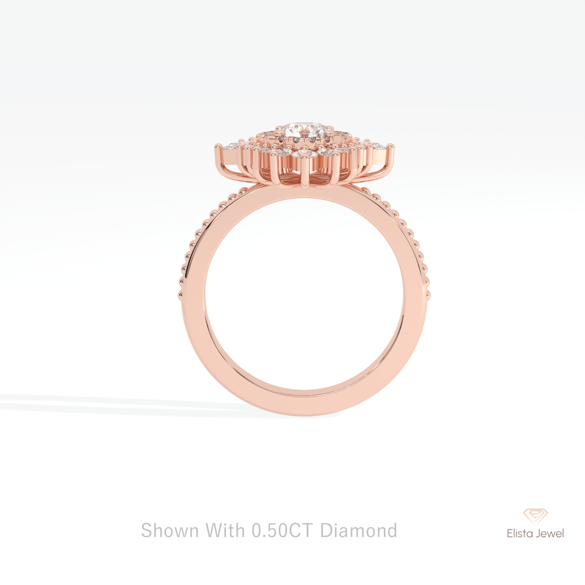 Round Cut Cluster Starburst Lab Grown Diamond Ring - Alternative View