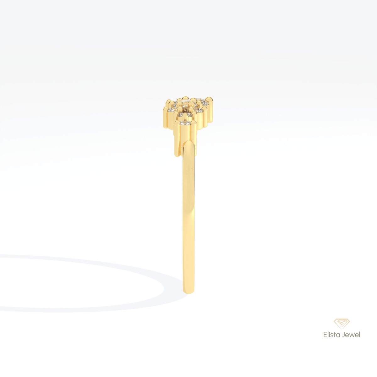 Round Cut Cluster Wedding Lab Grown Diamond Ring in 18K Yellow Gold - Perspective View