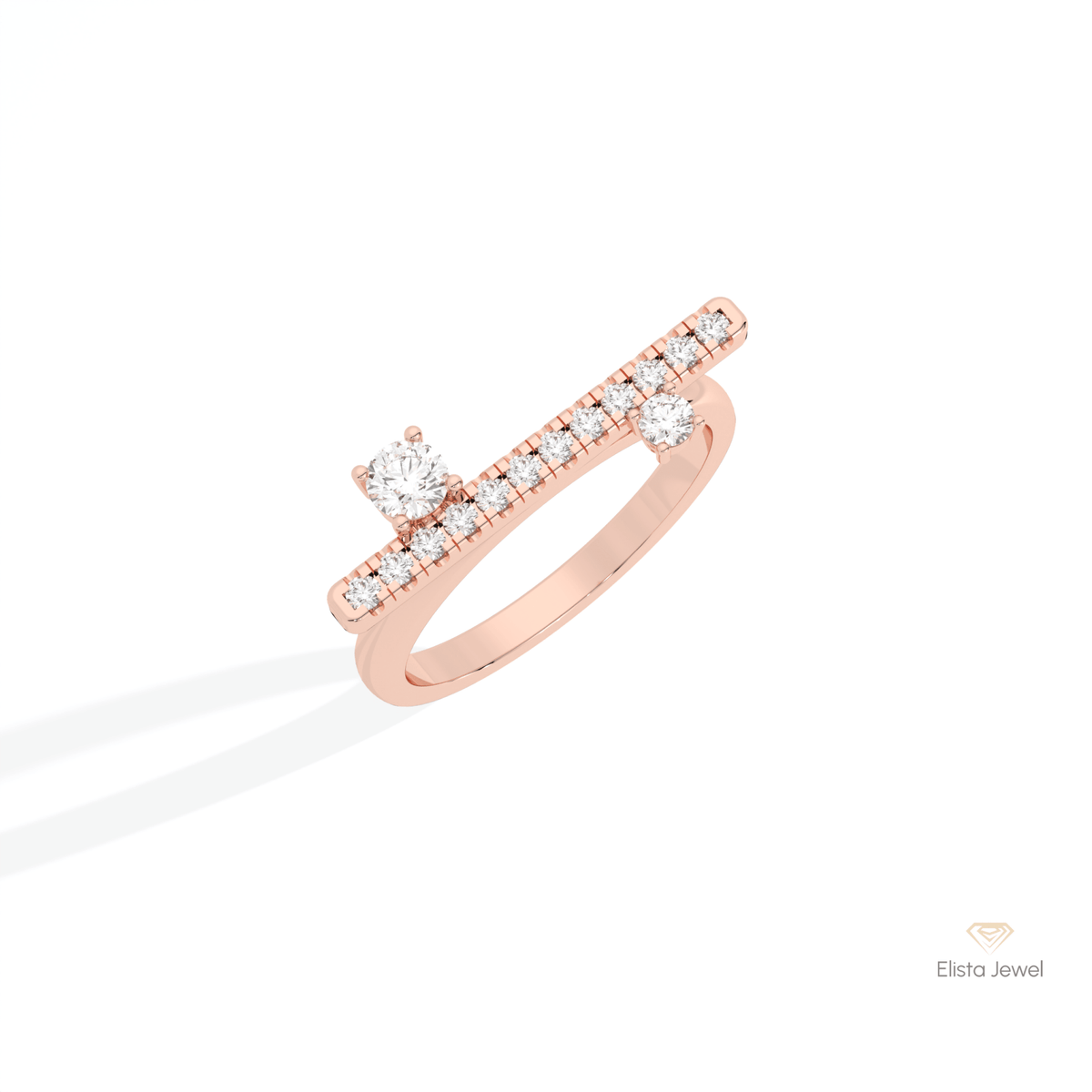 Round Cut Cluster Wedding Lab Grown Diamond Ring in 10K Yellow Gold - Side View
