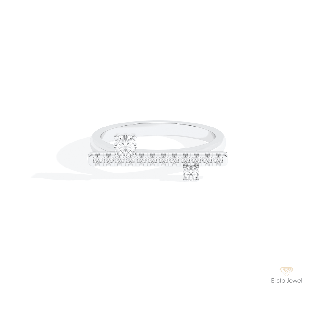 Round Cut Cluster Wedding Lab Grown Diamond Ring in 14K Yellow Gold - Detail View