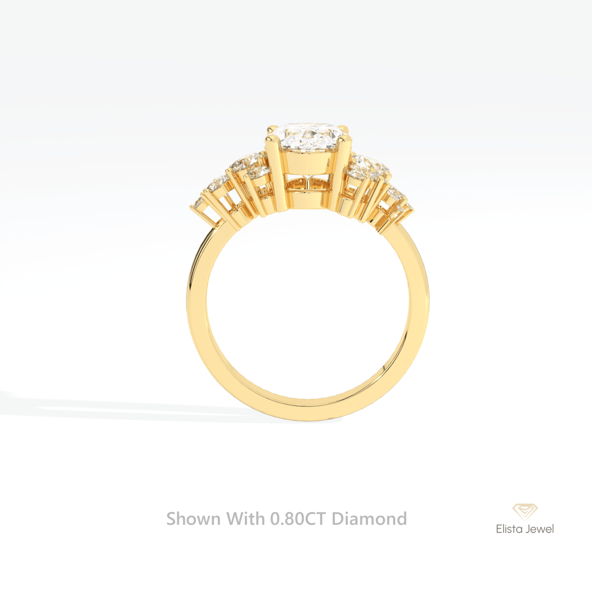 Round Cut Cluster Wedding Lab Grown Diamond Ring in 18K White Gold - Close-up View