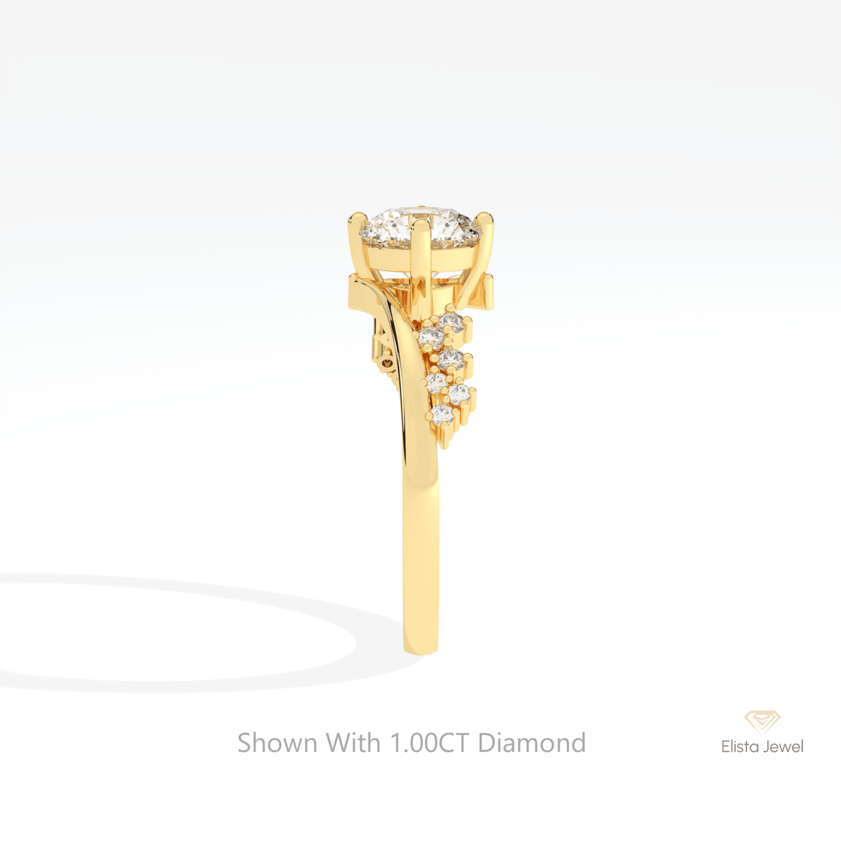 Round Cut Cluster Wedding Lab Grown Diamond Ring in 14K White Gold - Top View