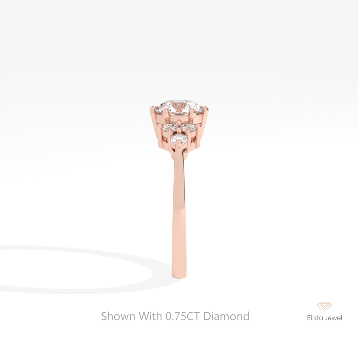 Round Cut Cluster Wedding Lab Grown Diamond Ring - Additional View
