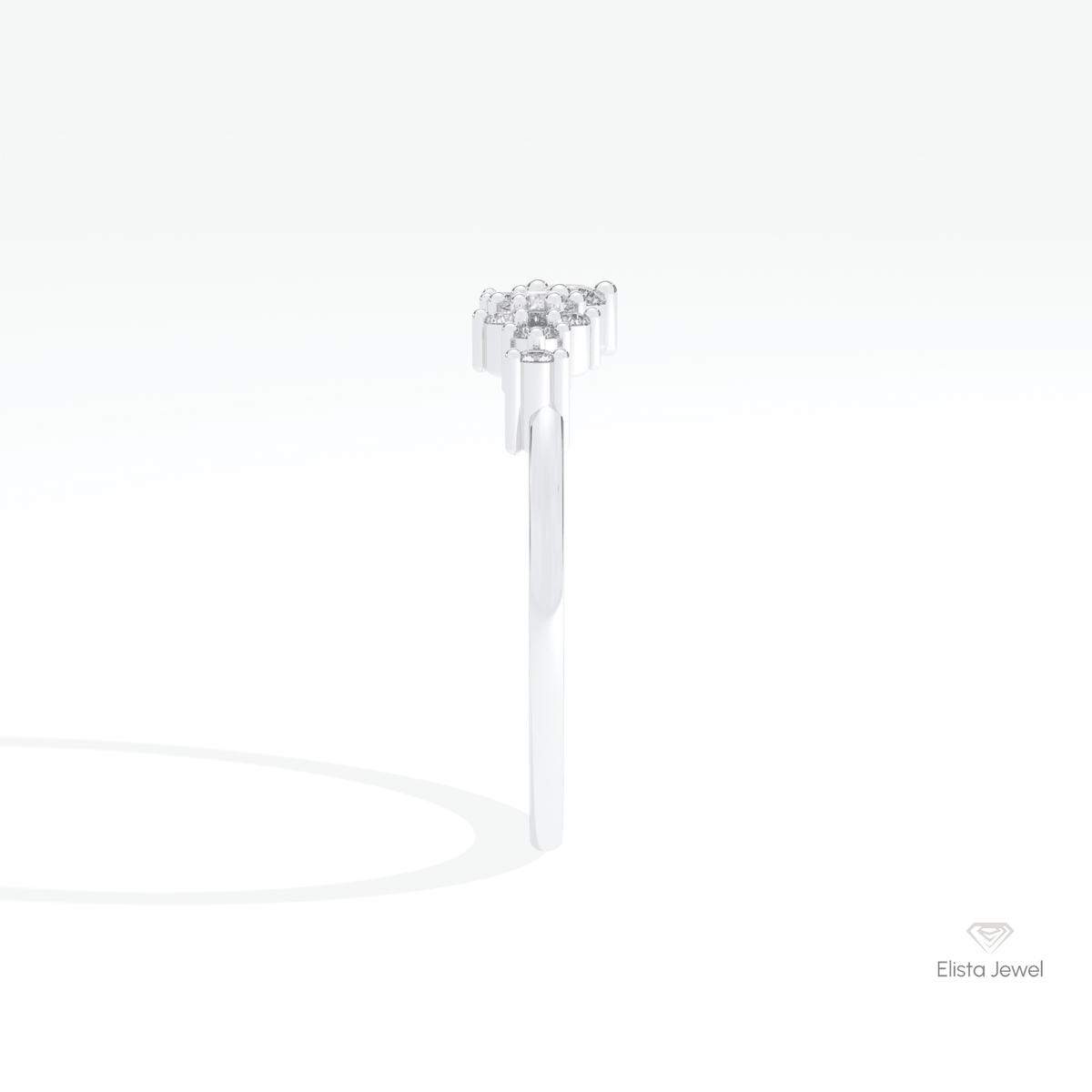 Round Cut Cluster Wedding Lab Grown Diamond Ring in 14K White Gold - Top View