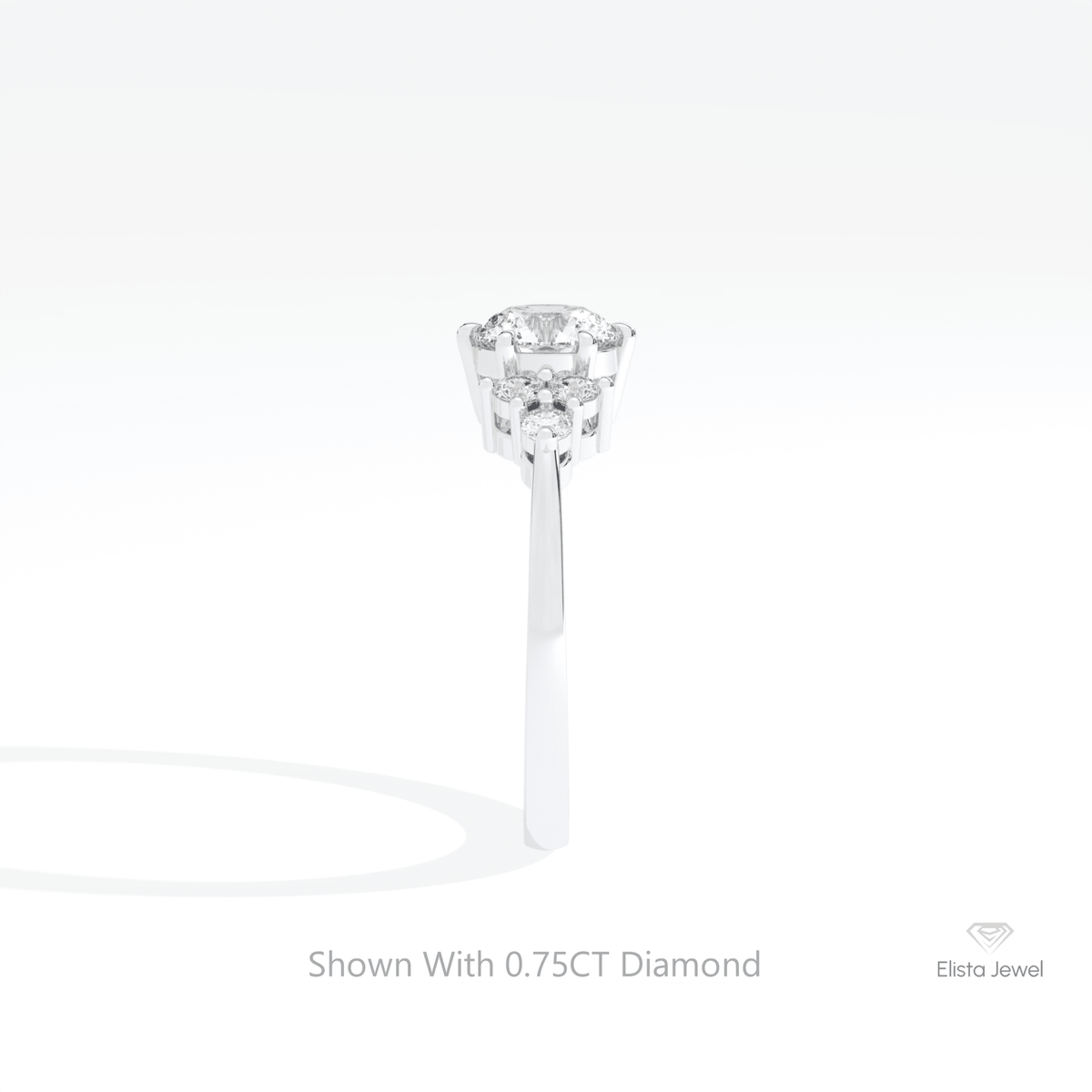 Round Cut Cluster Wedding Lab Grown Diamond Ring in 18K Yellow Gold - Perspective View