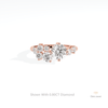 Round Cut Cluster Wedding Lab Grown Diamond Ring in 18K Rose Gold - Ring on Hand View