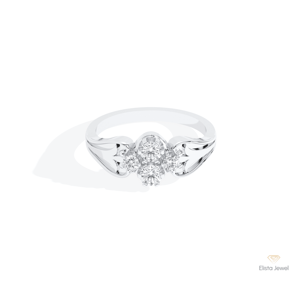 Round Cut Cluster Wedding Lab Grown Diamond Ring in 10K White Gold - Front View