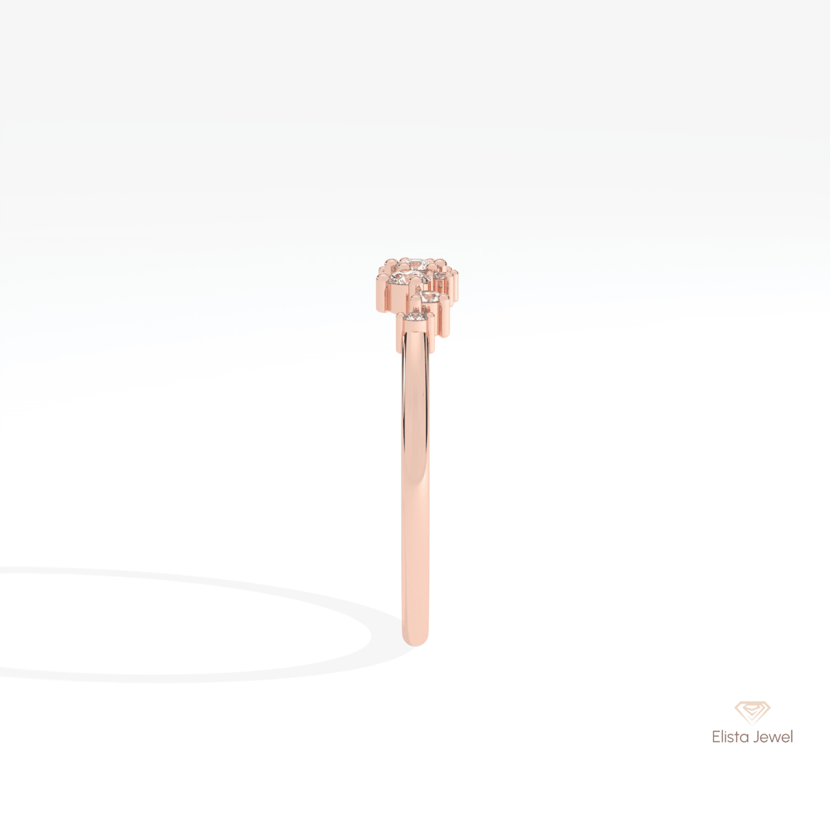 Round Cut Cluster Wedding Lab Grown Diamond Ring in 14K White Gold - Top View